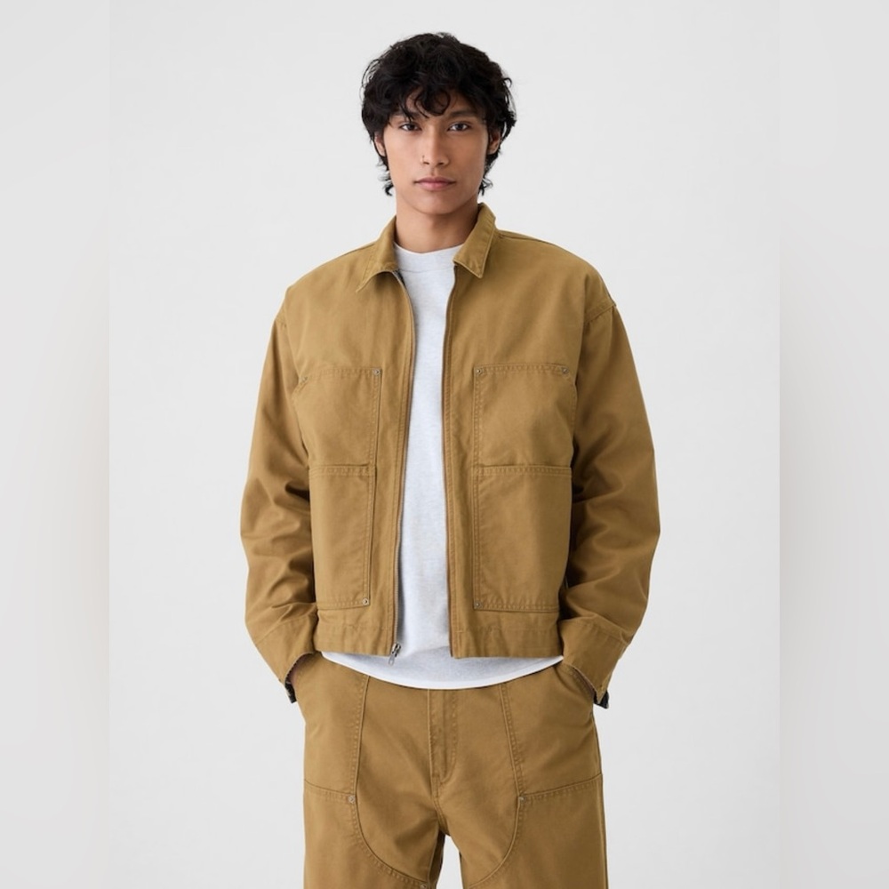 NWT Gap Men’s Canvas Denim Carpenter Jacket Palomino Brown Global Tan Large